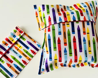 Sandwich & Snack Sack Combo, Crayon Print, Washable, Reusable