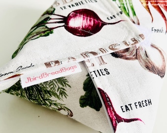 Sandwich Wrap, Veggie Print, Lined, Washable, Reusable