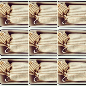 Reusable Bread Bag, Ticking Stripes, Sandwich Loaf Style, Square Bottom, Lined, Washable