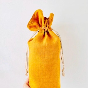 Reusable Bread Bag, Linen, Sandwich Loaf Style, Square Bottom, Lined, Washable