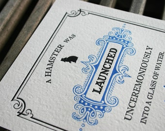 Letterpress Broadside: Hamster Launch