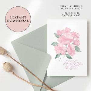 Carte imprimable en pensant à vous | Dans la carte de sympathie | Get Well Card | Carte florale | Bouquet de roses sauvages | Téléchargement instantané| Cartes imprimables