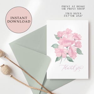Carte de remerciement imprimable | Téléchargement instantané | Carte de remerciement rose | Téléchargement numérique | Carte de remerciement florale | Roses aquarelles | Bouquet de roses