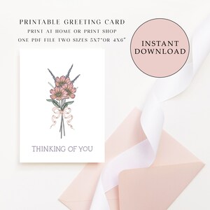 Printable Thinking of You Card, In Sympathy Card, Get Well Card, Sympathy Card Printable Greeting Card, Instant Download Zinnia Floral Card