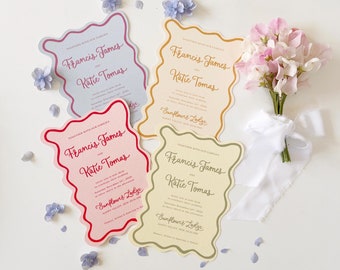 Squiggle Wave Wedding Invitation: Brush Pen Calligraphy