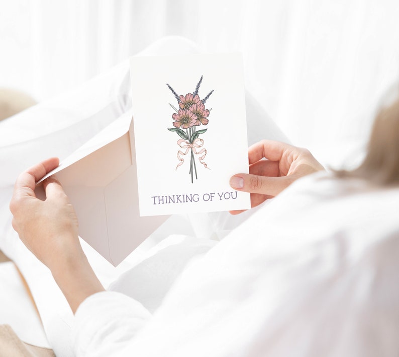 Zinnia Floral Thinking of You Card: Printable Sympathy Card (digital ...