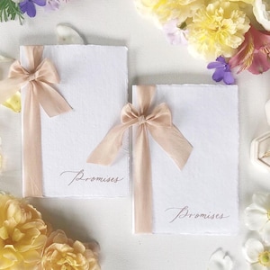 Calligraphy Wedding Vow Books: Handmade Paper with Silk Ribbon, Set of 2