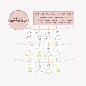 Druckbare Affirmationskarten für Kinder, 12er Set, Kinder Affirmationen, Sofort Download, Digitaler Download, Positive Affirmation, Achtsamkeit