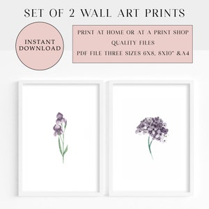 2er Set | Hortensie Print | Iris Print | Sofortiger digitaler Download |Druckbare Kunst |Digitale Wandkunst| Blumen Druck |Wanddeko |Blumen Dekor