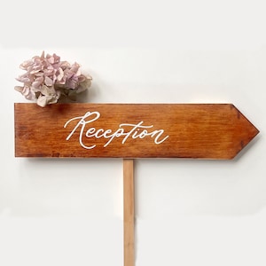 Wood and Calligraphy Wedding Direction Sign- Reception