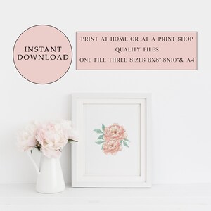 Peony Print |Instant Digital Download |Printable Wall Art |Digital Wall Art| Flower Print |Wall Décor |Flower Wall Décor |Digital Flower Art