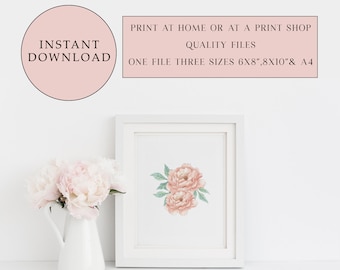 Peony Watercolor Print: Floral Wall Art (Digital Download)