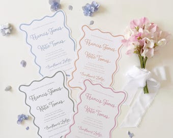 Squiggle Wave Wedding Invitation: Brush Pen Calligraphy