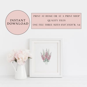 Printable Flower Print, Instant Digital Download, Printable Wall Art, Digital Art, Flower Print, Wall Decor, Flower Wall Decor, Digital Art
