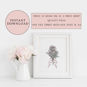 Printable Protea Posy Print, Downloadable Flower Print, Flower Print, Instant Digital Download, Digital Art, Wall Art Décor, Print at Home,