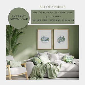Set of Two Printable Watercolor Mountain Prints, Abstract Mountain Print, Digital Nature Print, Printable Wall Art, Adventure Nursery Art,