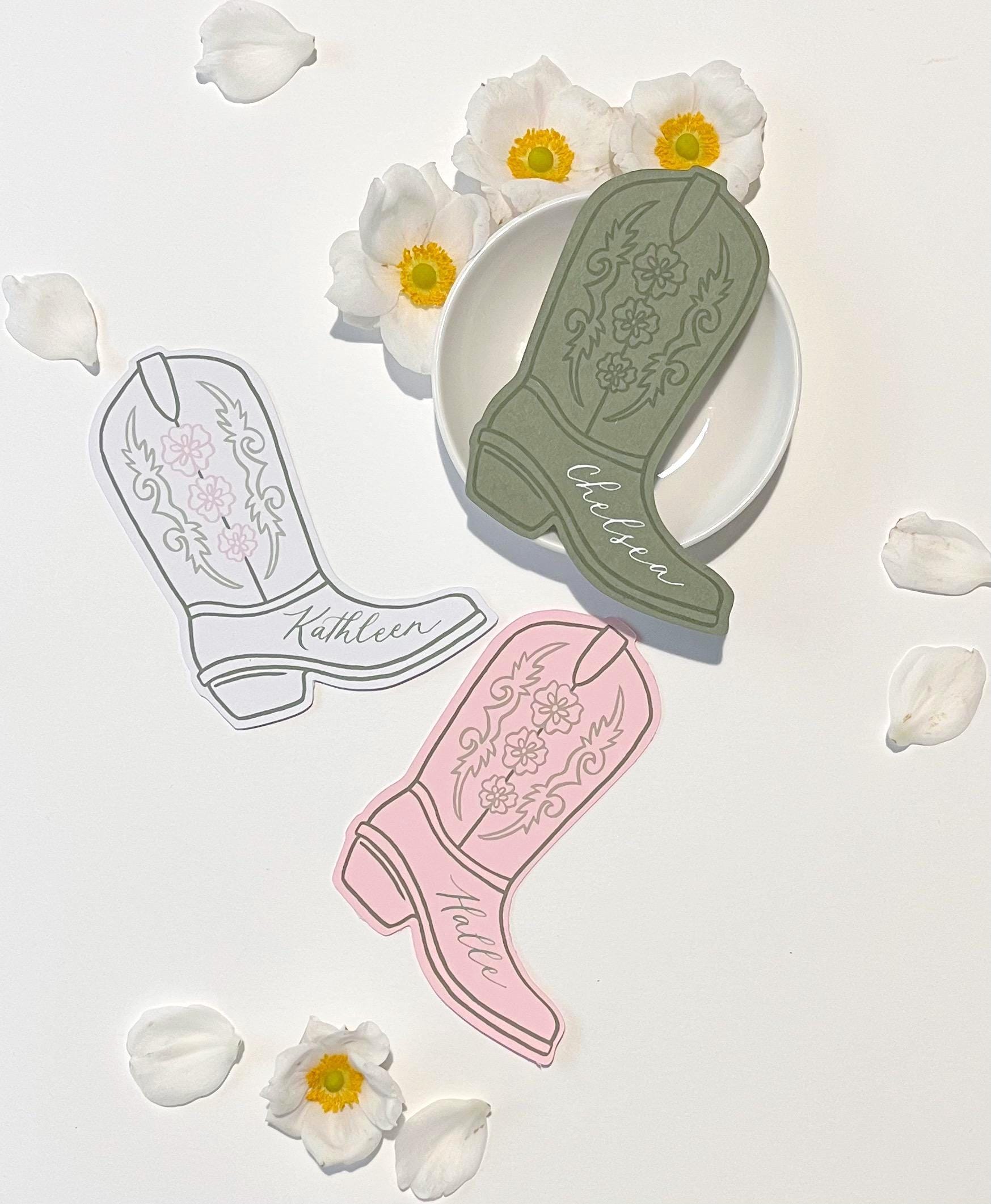 Cowgirl Boot Place Cards, Personalised Party Place Cards, Bachelorette Name Tags, Hen's Party, Cute Cowboy Party Decor, Wedding Place Cards