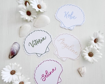 Scallop Shell Place Cards: Coastal Wedding Table Decor