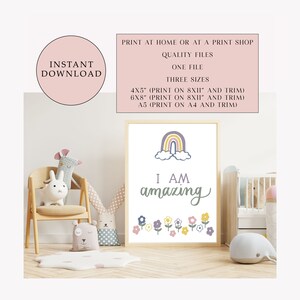 Printable Kids Affirmation Wall Art, Kids Room Decor, Mindfulness, Children&#39;s Decor, Instant Download,Kids Positive Affirmations,Nursery Art