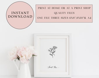 Sweet Pea Line Art Print: Minimalist Black and White (Digital Download)