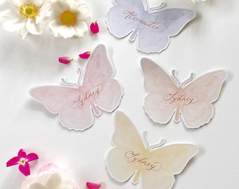 Personalised Butterfly Place Cards: Pastel Hand-Lettered Wedding Decor