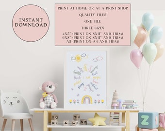 Kids Affirmation Poster: Positive Mindfulness Print (Digital Download)