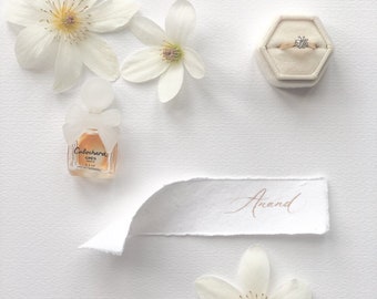 Wedding Place Cards/Escort Cards  Gold Ink Calligraphy on Handmade Paper