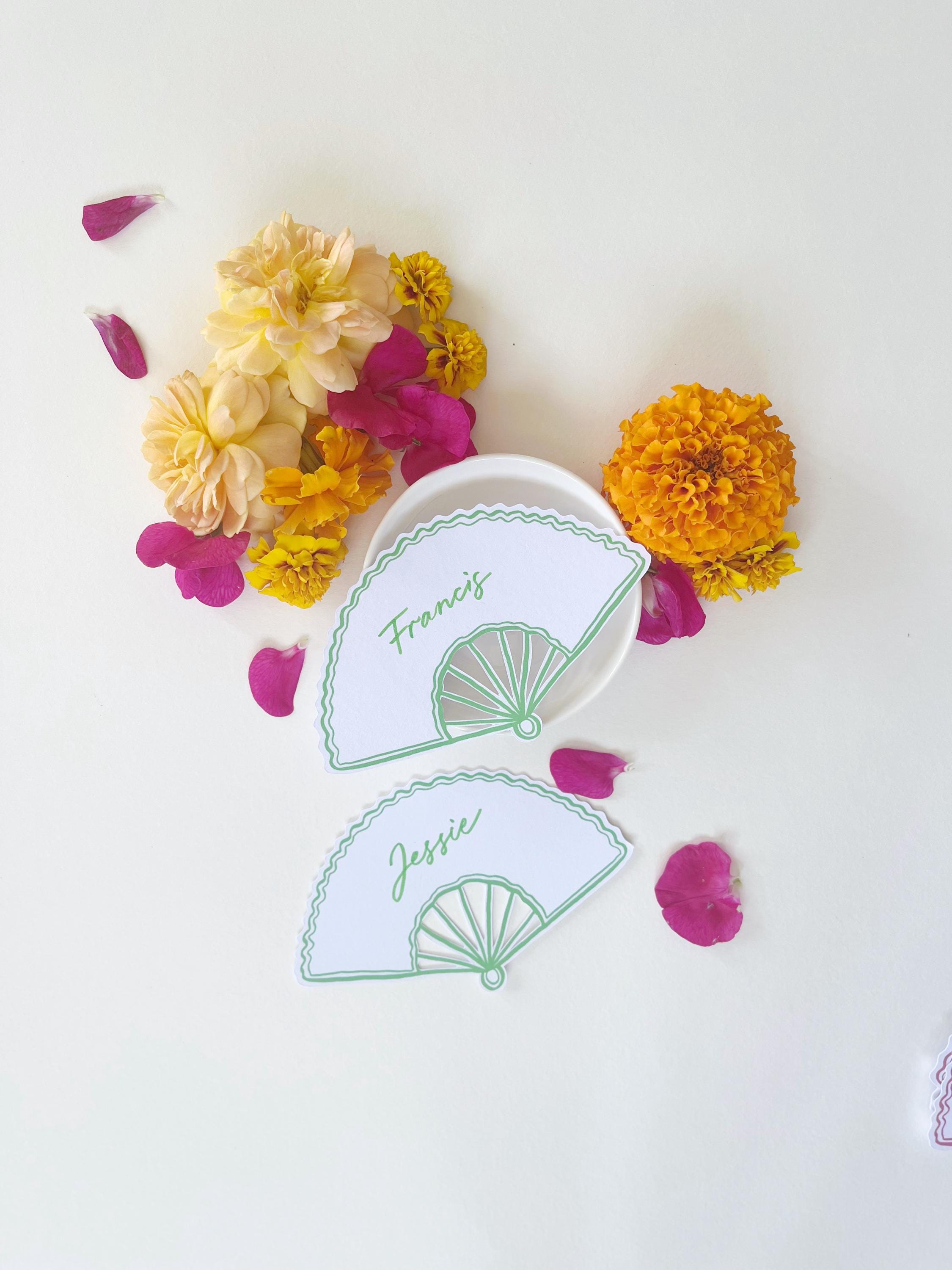 Handwritten Calligraphy Fan Place Cards: Colorful Wedding Decor - Etsy