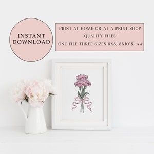 Printable Sweet Pea Posy Print, Watercolour Art Print, Ink Flower Print, Instant Digital Download, Digital Wall Art, Wall Décor, Cottage art