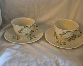 Belleek shamrock cup and saucer