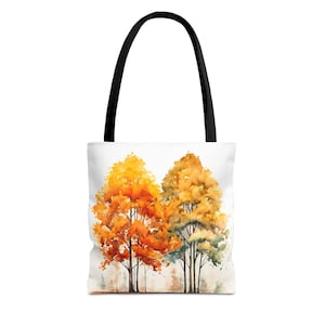 Autumn Trees Tote Bag, Fall Foliage Shoulder Bag for Nature Lovers, Eco-Friendly Canvas Carryall, Grocery Tote, Farmers Markets