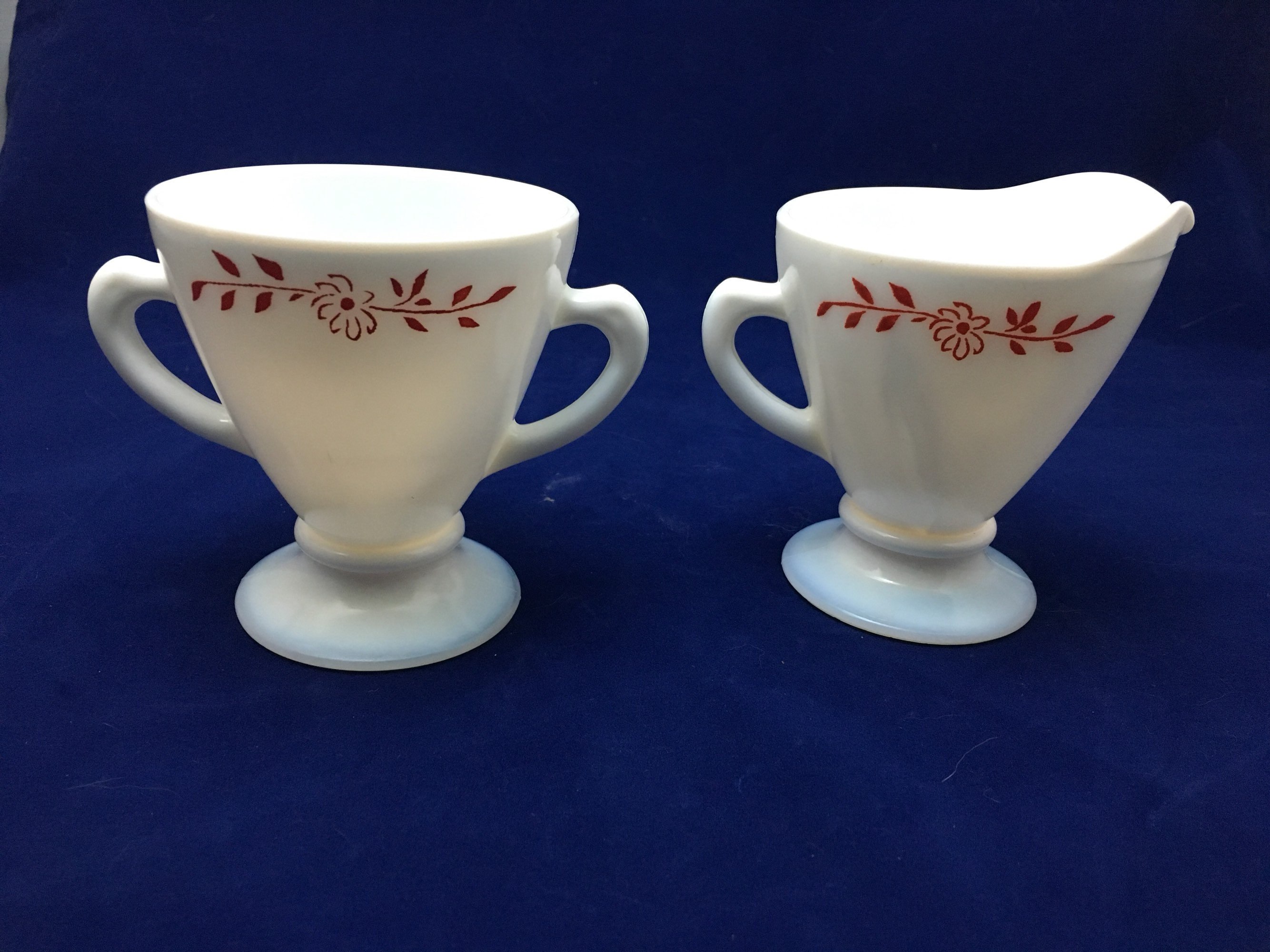 Vintage Milk Glass Sugar and Creamer Set Etsy