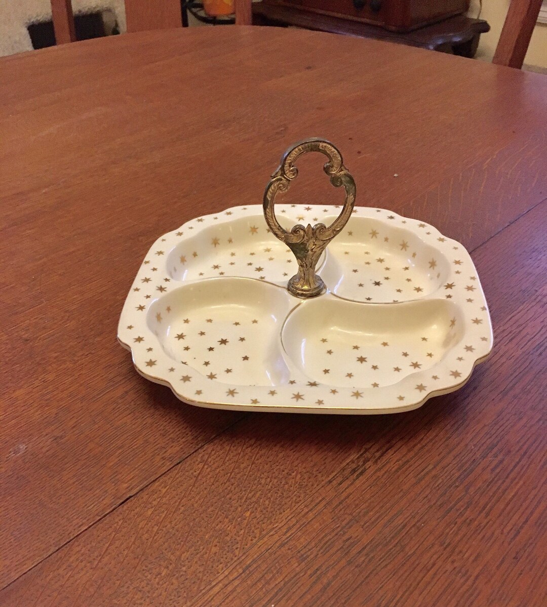 Vintage Condiment Tray With Brass Handle Etsy
