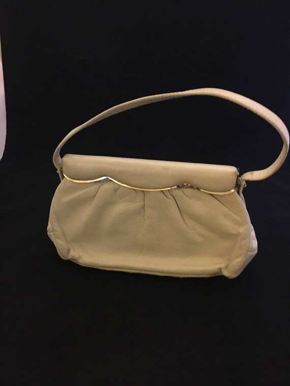 Vintage Beige Etra Leather Top Handle Handbag - image 2
