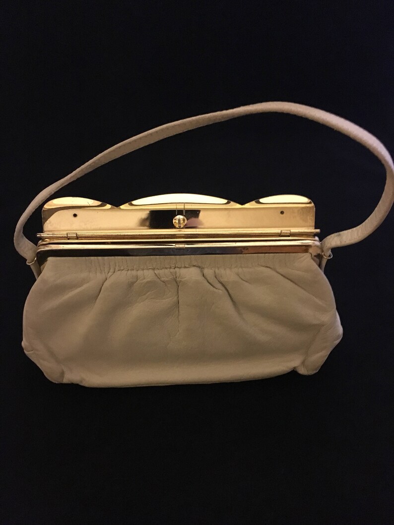 Vintage Beige Etra Leather Top Handle Handbag - Etsy