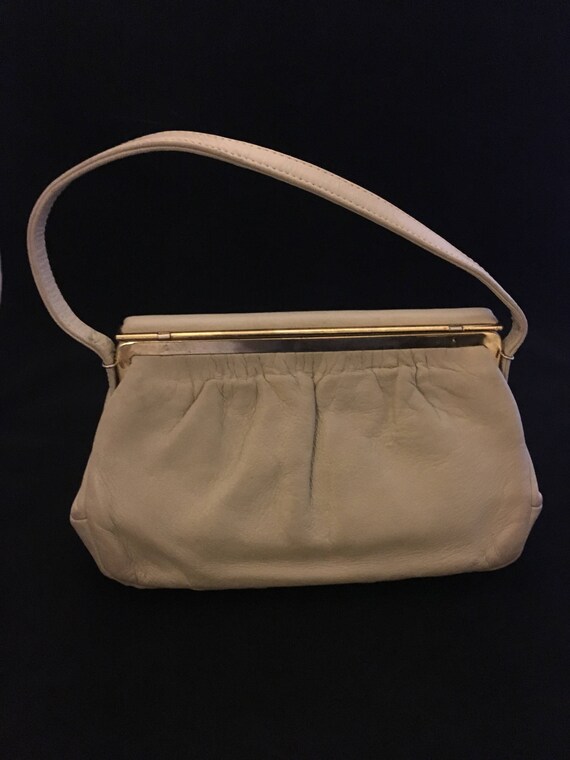 Vintage Beige Etra Leather Top Handle Handbag - image 3