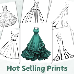 100 Kleider-Malbuch für Erwachsene und Kinder | Designen Sie Ihre Traum-Outfits | Stilvolle Kleider und Mäntel | Sofort Download