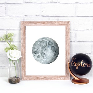 Moon Print, Moon Wall Decor, Moon Wall Art, Full Moon Print, Space Wall Art, Space Print, Watercolor Moon Print, Full Moon Decoration