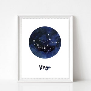 Virgo Constellation, Virgo Print, Virgo Home Decor, Virgo Wall Decor, Virgo Wall Art, Zodiac Print, Virgo Stars, Zodiac Constellation