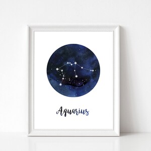 Aquarius Constellation Print, Aquarius Print, Zodiac Print, Zodiac Constellation Print, Aquarius Wall Decor, Aquarius Wall Art, Zodiac Decor