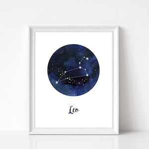 Leo Print, Leo Constellation, Leo Home Decor, Leo Wall Decor, Leo Wall Art, Zodiac Print, Leo Stars, Zodiac Constellation, Constellation
