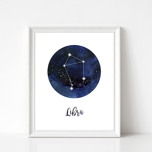 Libra Print, Libra Home Decor, Libra Constellation, Libra Wall Decor, Libra Wall Art, Zodiac Print, Libra Stars, Zodiac Constellation