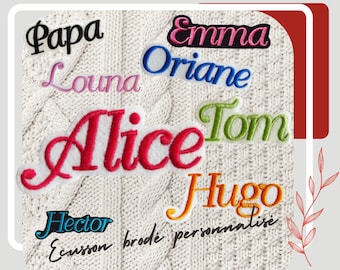 Gestickter Vorname, zum Aufnähen oder Aufbügeln, 16 Größen, 40 Schriftarten