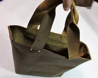 leather tote oiled leather handbag market bag