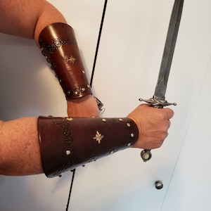 Leather Bracer bracers Armor Armour steampunk gears compass