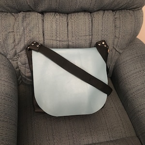 black leather messenger bag 2 pockets