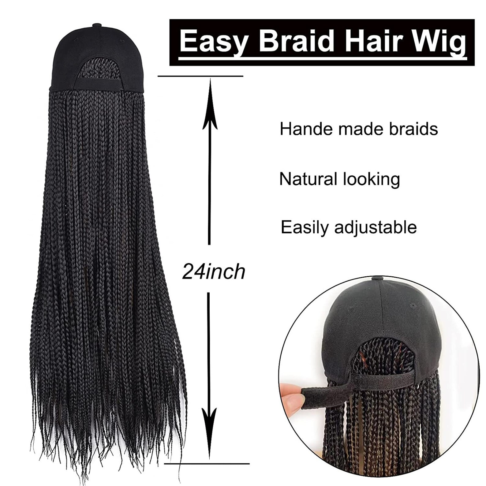 Baseball Cap Hat With Hair Attached Straight Long Box Braids Etsy