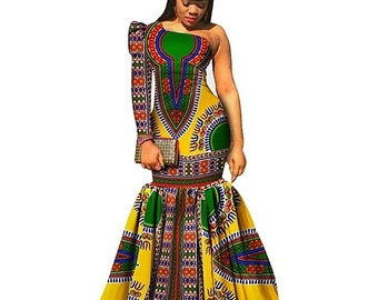 African Dashiki Prom Dress African Print Formal Dashiki Dress Dashiki  African Print Ball Gown