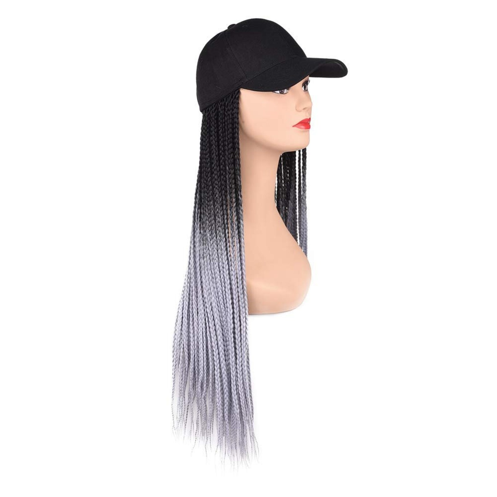 Baseball Cap Hat with Hair Attached Straight long box braids Etsy