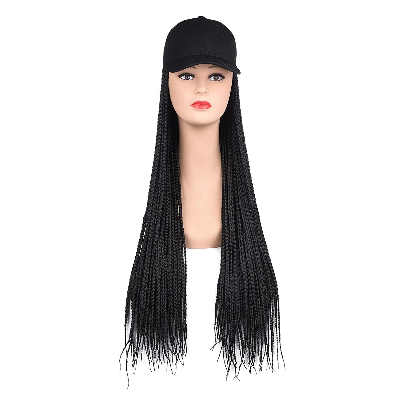 Baseball Cap Hat With Hair Attached Straight Long Box Braids Etsy